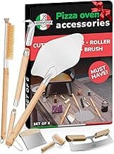 Premium Pizza Oven Accessories Kit - 6-Piece Set for Home Pizza Making: Includes Pizza Peel, Oven Brush, Bubble Popper Turner, Rocker Cutter, Dough Roller & Scraper