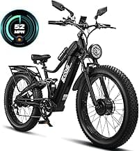 5000W Dual Motor Electric Bike for Adults 52MPH with Charge Voltage 63V Battery, 26x4 Fat Tire All Terrain Ebikes, Full Suspension E Bike, SHM 7-Speed Gear Electric Bicycle -z-4