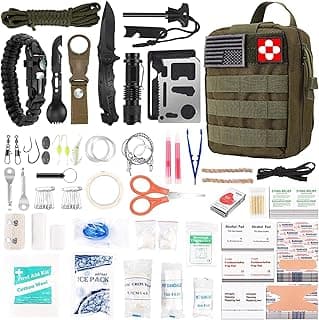 216 Pcs Survival First Aid Kits, Professional Survival Gear Equipment Tools First Aid Supplies kit for SOS Emergency Hiking Hunting Disaster Camping Adventures