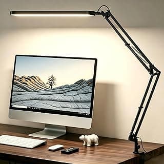 SKYLEO Desk Lamp for Home Office, Eye Comfortable LED Desk Light for Long Hours, Adjustable Swing Arm with Memory Function, Black