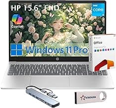 HP 15.6" FHD Laptop, Windows 11 Pro, Free Lifetime MS Office • Copilot AI, Intel 8 Core i3-N305, 32GB RAM, 1TB SSD, for Business, Home, Student, 10-Key Num Pad, 8-in-1 HUB & USB Flash Drive