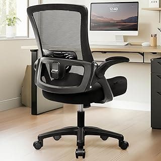 NEO Chair Office Desk Gaming Chair Computer High Back Mesh Seat with Rolling Wheels Ergonomic Adjustable Comfy Flip-up Armrests Lumbar Support Height for Home (Black)