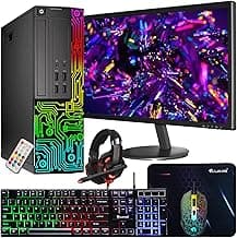 Dell OptiPlex Desktop RGB Computer PC, Intel i5 Quad-Core Processor, 16GB RAM, 512GB SSD, 24 Inch HDMI Monitor, RGB Keyboard Mouse and Headset, WiFi, Windows 11 Pro (Renewed)