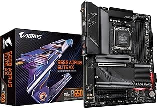 GIGABYTE B650 AORUS Elite AX AMD AM5 ATX Motherboard, Support Ryzen 9000/8000/7000 Series, DDR5, 14+2+1 Power Phase, PCIe 5.0 M.2, USB-C 3.2 Gen 2, WIFI6E, 2.5GbE, EZ-Latch, Q-Flash, RGB Fusion