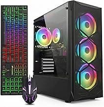 STGAubron Gaming PC Desktop Computer, Intel Core i7 up to 3.9GHz, Radeon RX 580 8G, 16G RAM, 512G SSD, WiFi 6, BT 5.0, RGB Fan x4, Windows 11 Home