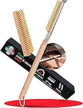 Senwosa 26” Pizza Oven Brush with Stone Scraper - Heat Resistant Stainless Steel Bristles, Extra Long Handle - Compatible with Ooni, Gozney & Similar Ovens - Includes Spare Head