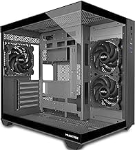 MUSETEX ATX PC Case, 3 x 120mm Fans Pre-Installed, 360MM RAD Support, 270° Full View Tempered Glass Gaming PC Case with Type-C, Mid Tower ATX Computer Case, Black, Y6