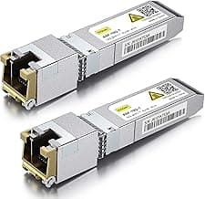 10Gtek 𝟭𝟬𝗚𝗕𝗮𝘀𝗲-𝗧 𝗦𝗙𝗣+ 𝘁𝗼 𝗥𝗝-𝟰𝟱 𝗧𝗿𝗮𝗻𝘀𝗰𝗲𝗶𝘃𝗲𝗿, 10Gbe SFP+ Copper Ethernet CAT.6a Module, up to 30-Meter, for Cisco SFP-10G-T-S, Meraki, Fortinet, Pack of 2
