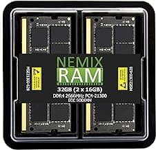 NEMIX RAM 32GB (2X16GB) DDR4 2666MHZ PC4-21300 2Rx8 1.2V CL19 260-PIN ECC Unbuffered SODIMM NAS Memory KIT Compatible with Synology D4ECSO-2666-16G