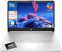 HP 2026 Ultrabook Laptop for Students & Home, Microsoft Office 365 with Copliot AI, 16GB RAM, 128GB Storage + 500GB EXT HDD, Quad-Cores Intel Processor, Windows 11, Lightweight, Long battery life