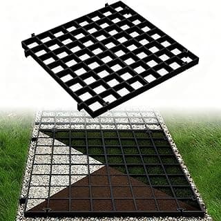 Briwooody 16 x 16 Inch Permeable Pavers Gravel Grid Rv Parking Pad for Outside Walkway Driveway Patio Lawn Grass Shed Base Outdoor DIY(Black,12 Pcs)