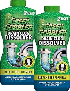 Green Gobbler Drain Clog Dissolver | Powerful Liquid Drain Opener & Toilet Clog Remover | Safe for Pipes & Septic | 2 Pack
