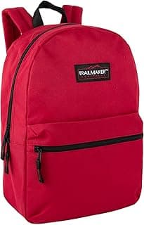 Classic 17 inch Backpacks with Adjustable Padded Straps | School Backpacks for Girls, Boys (Red)
