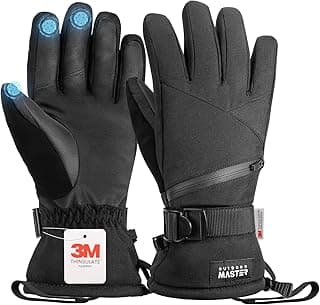 Ski Snow Gloves for Women & Men, 3M Thinsulate Waterproof Snowboard Gloves for Winter Warm Windproof Snowmobile with Double-Pocket