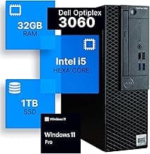 Dell Optiplex 3060 Desktop Computer | Intel i5-8500 (3.2) | 32GB DDR4 RAM | 1TB SSD Solid State | Built in WiFi | Bluetooth | Windows 11 Professional | Home or Office PC (Renewed)