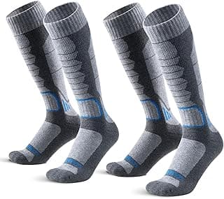 Merino Wool Ski Socks for Men, Women & Youth - Over-the-Calf Full Cushion Thermal Snowboard Socks, Winter Performance