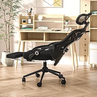 Ergonomic Office Chair with Footrest - Adjustable Lumbar Support & Headrest, 90-160° Reclining Mesh Back Computer Chair - Home Office/Gaming, 350lbs Capacity