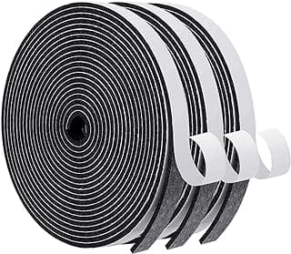 MAGZO Weather Stripping Door Seal, 1/2 Inch Wide X 1/8 Inch Thick Adhesive Foam Tape Soundproof Weatherstripping for Windows, 3 Rolls Total 50FT Black