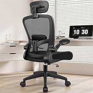 Office Chair Ergonomic Desk Chair, High Back Mesh Office Chairs with Adjustable Headrest and Flip-Up Arms, Comfortable Computer Chair for Long Hours
