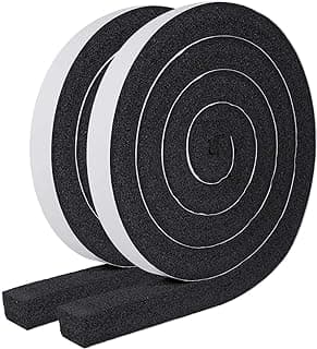 MAGZO Weather Stripping Door Seal 1 Inch W x 1 Inch T, Strong Adhesion and High Resilience Air Conditioner Foam Insulation for Windows, Total Length 13 Feet (6.5ft x 2 Rolls)