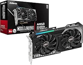 ASRock Radeon RX 9060 XT Challenger 16GB GDDR6 OC Graphics Card | 3300 MHz Boost | Dual Fan | 0dB Cooling | Metal Backplate | PCIe 5.0 | DisplayPort 2.1a, HDMI 2.1b