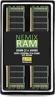 NEMIX RAM 32GB (2x16GB) DDR4-3200 PC4-25600 ECC RDIMM Registered Server Memory Upgrade for Dell PowerEdge R750XA Rack Server