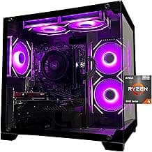 SKYESEV Gaming Desktop Computer PC,AMD Ryzen 5 5600,RTX3050 6GB,32GB DDR4 RAM and 1TB M.2 NVMe PCle,ARGB Fan,WiFi,Game Design Office Console,Sea View Room, Gaming PC Tower