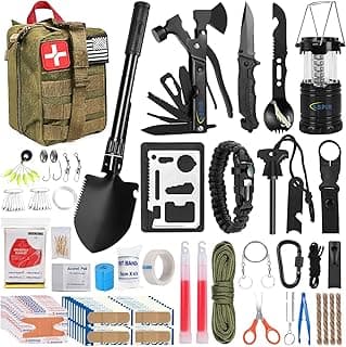 ABPIR Survival Kits, 170 PCS First Aid Kit/Trauma Kit with Essential Survival Gear Emergency Medical Supplies for Hiking Camping Backpacking Outdoor Adventure, Gifts for Him Dad Men Christmas
