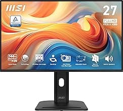 msi PRO MP275PG E14 27-inch IPS 1920 x 1080 (FHD) Gaming Office Monitor, 144Hz, Free-Sync, HDMI, DisplayPort, VGA Port, VESA Mountable, Height Adjustable, Tilt, Speaker, 4-Side Slim Bezel 1ms, Black