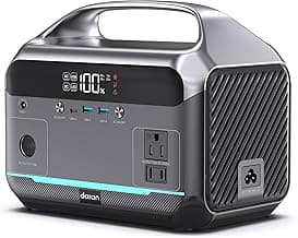 DARAN Portable Power Station 600W (1200W Peak), 288Wh (90,000mAh) Solar Generator LiFePO4 Battery with AC DC Outlets, 2hrs Fast Charging, 7-Port Design for Emergency, Hurricane (Solar Optional)
