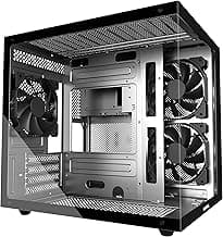 MOROVOL MATX PC Case,270° Panoramic Tempered Glass Panel Gaming PC Case,3 Fans Pre-Installed Micro-ATX Computer Case,USB 3.0,Black(V3)