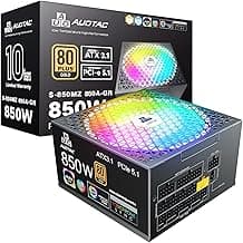 850W Fully Modular Power Supply, 80+ Gold Certified PSU, ATX 3.1 & PCIe 5.1 Ready, 12V-2x6 Native Connector, 140mm RGB Low-Noise Smart Fan, 105℃ Japanese Capacitors, Black