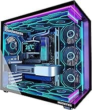 MUSETEX Y6 PC Case, Pre-Installed 7 Infinity Mirror PWM ARGB Fans, ATX Mid Tower Computer Case, Gaming PC Case with Type-C, 270° Full View Tempered Glass, Black
