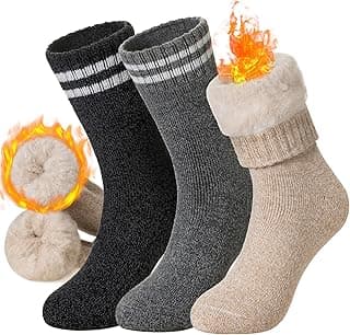 Womens Warm Thermal Socks Winter Ski Extra Thick Insulated Heated Crew Boot Socks for Cold Weather 3 Pairs