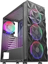PC Case Pre-Install 4 RGB Fans, ATX Gaming Computer Case with Diamond-Shaped Mesh Front & Tempered Glass Side Panel, USB 3.0 Airflow Mid Tower case,621-B