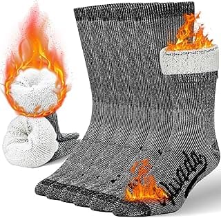 Merino Wool Hiking Socks Thermal Warm Crew Winter Boot Sock For Men & Women 3 Pairs