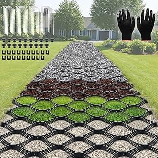Gravel Grid 33ft X 4ft, 2'' Depth Gravel Stabilizer Grid for Pavers Base, Geogrid 1900 Lbs/Sq Ft Load with 40 Geocell Accessories & Gloves for Driveway Parking Ground Walkway Dirt Locker Slope