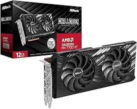 ASRock AMD Radeon RX 7700 XT Challenger 12GB GDDR6 192-bit 0dB Silent Cooling 7680 x 4320 DisplayPort HDMI LED Indicator 18Gbps Dual Fan Graphics Card