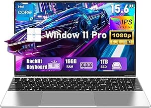 2026 Gaming Laptop,15.6" Windows 11 Pro Laptops Computer with Office 365,16GB RAM 1TB SSD,Intel core i7(Up to 3.9GHz),Backlit Keyboard,Mini HDMI,cam|Mic,Portable Thin for Gming College Student Work