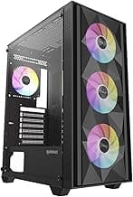 RAIDMAX V217 ATX Mid Tower Mesh Gaming PC Case, High Airflow Front Panel Design, 4X 120mm ARGB Fans Pre-Installed, Tempered Glass Side Panel, Supports 305mm GPU / 240mm Radiator (Black)