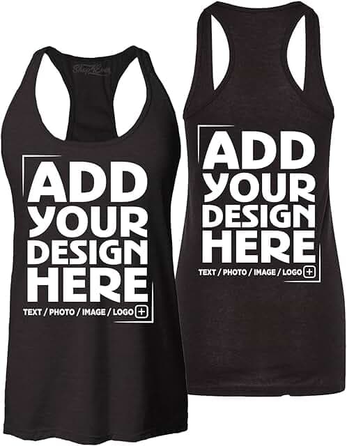 Personalized Custom Design Your Own Front Back Women's Racerback Tank Top Slim Fit Customizable Tank