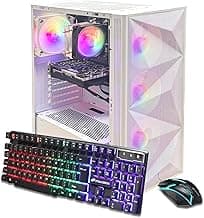 STGAubron Gaming PC Desktop Computer, Intel Core i7 up to 3.9G, GeForce RTX 3050 6G, 32GB RAM, 512GB SSD, WiFi 6, BT 5.0, RGB Fan x 4, Windows 11 Home, White