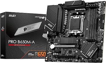 MSI PRO B650M-A WiFi V1 Motherboard, Micro-ATX - Supports AMD Ryzen 9000/8000 / 7000 Series Processors, AM5 - DDR5 Memory Boost 6000+MHz/OC, 2 x PCIe 4.0 x16, 2 x M.2 Gen4, 2.5G LAN